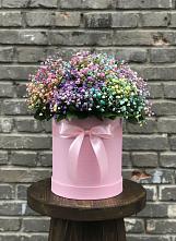 Цветочная композиция из Гипсофила и Розы в шляпной коробке #REPLACE_PRED# Каменногорске