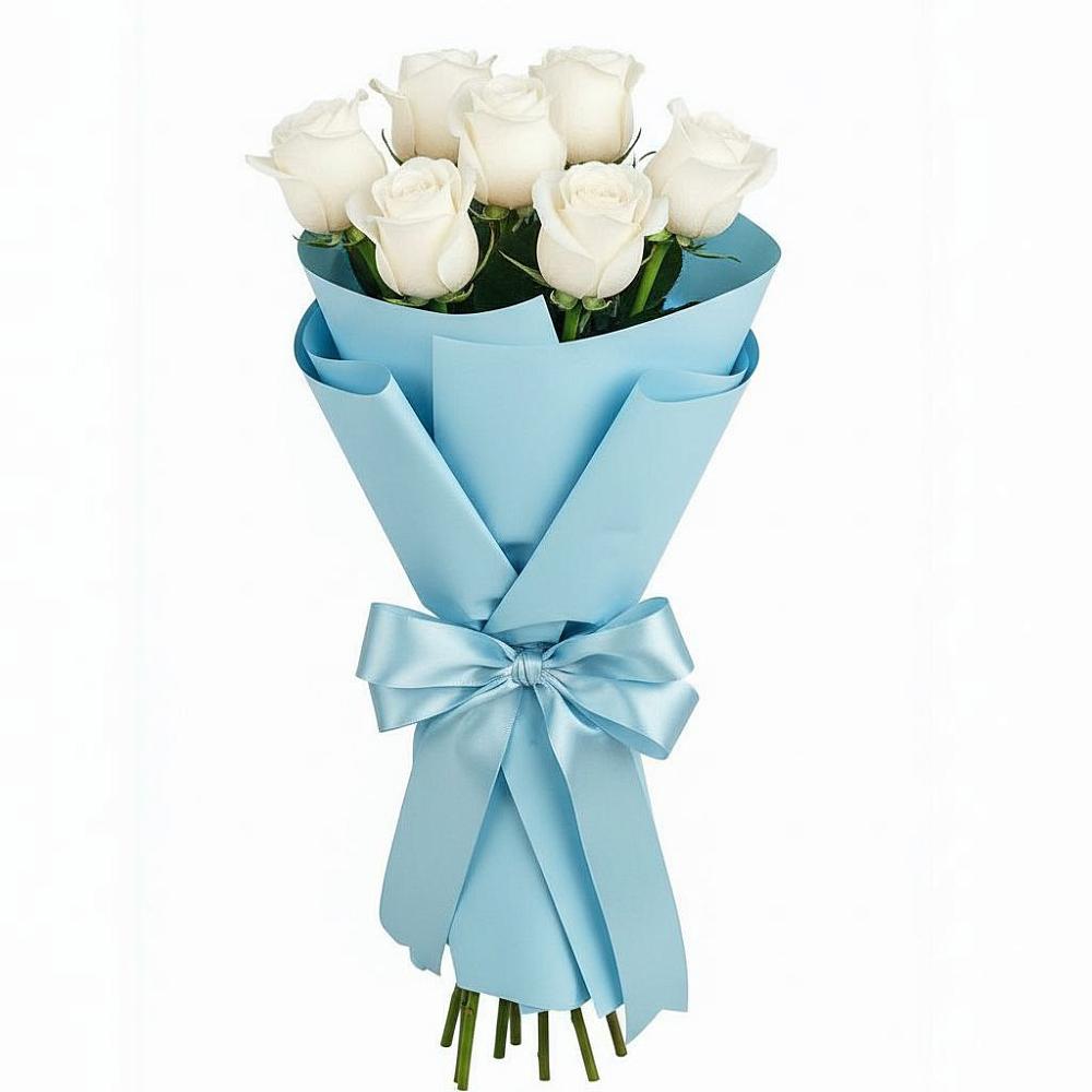 Букет 7 белых роз Проуд в Каменногорске