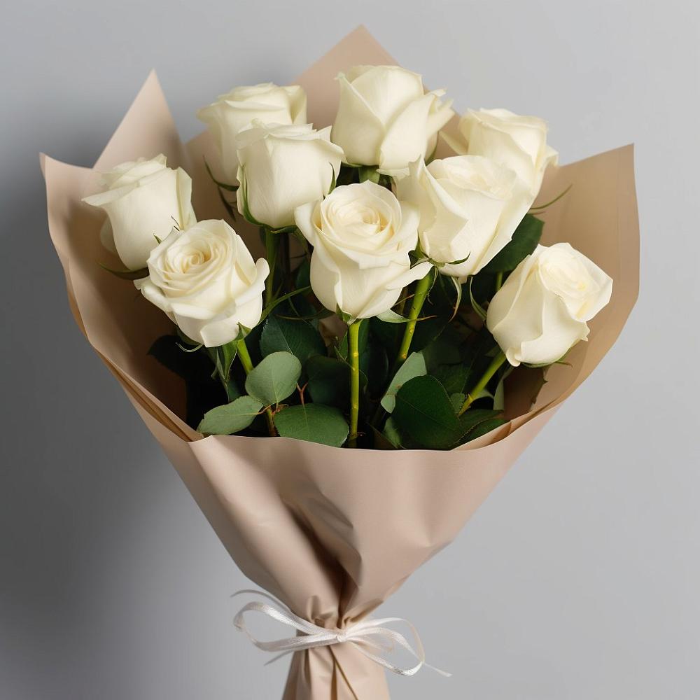 Букет 9 Белых роз Эдлесс Лав в Каменногорске