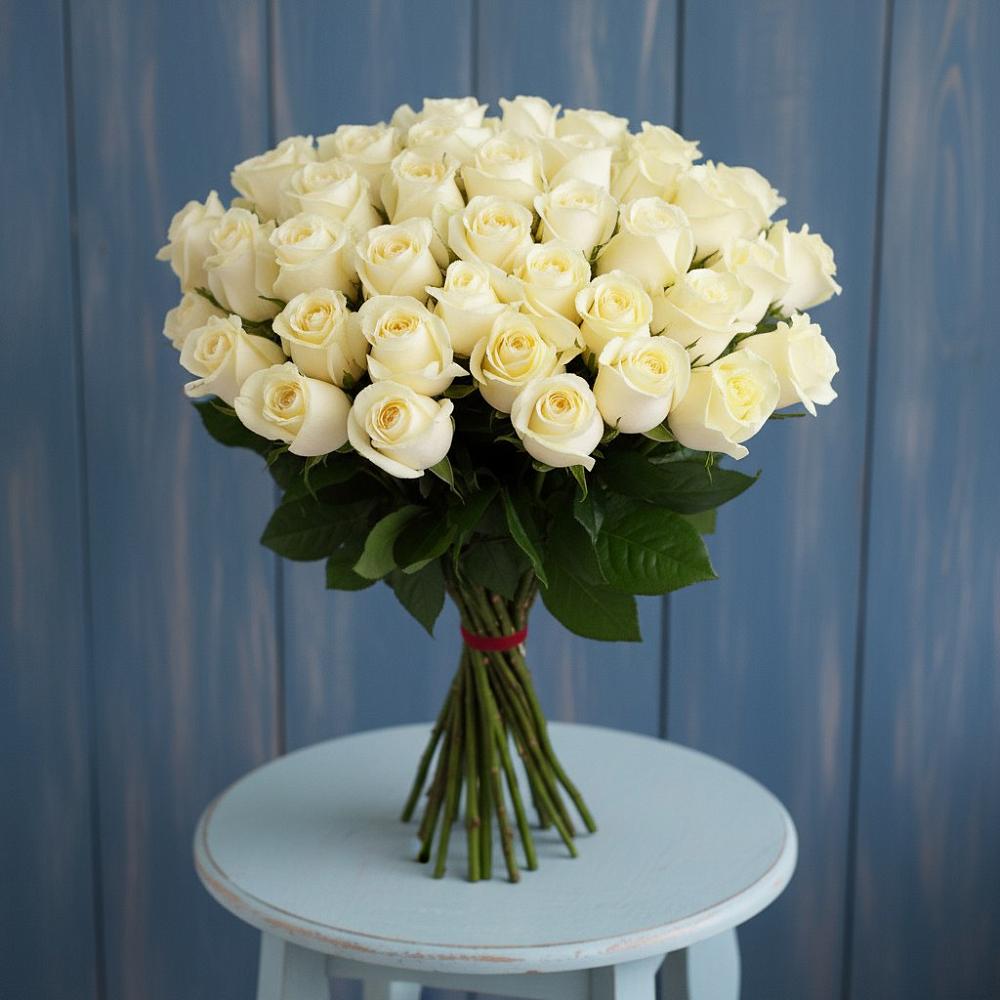 Букет 51 Белая роза Эдлесс Лав в Каменногорске