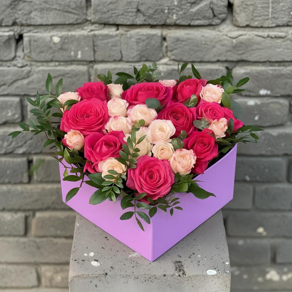 Цветочная композиция из Розы в коробке в Каменногорске