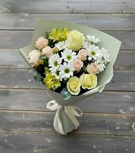 Букет цветов из:  Альстромерии, Розы и Хризантемы в Каменногорске