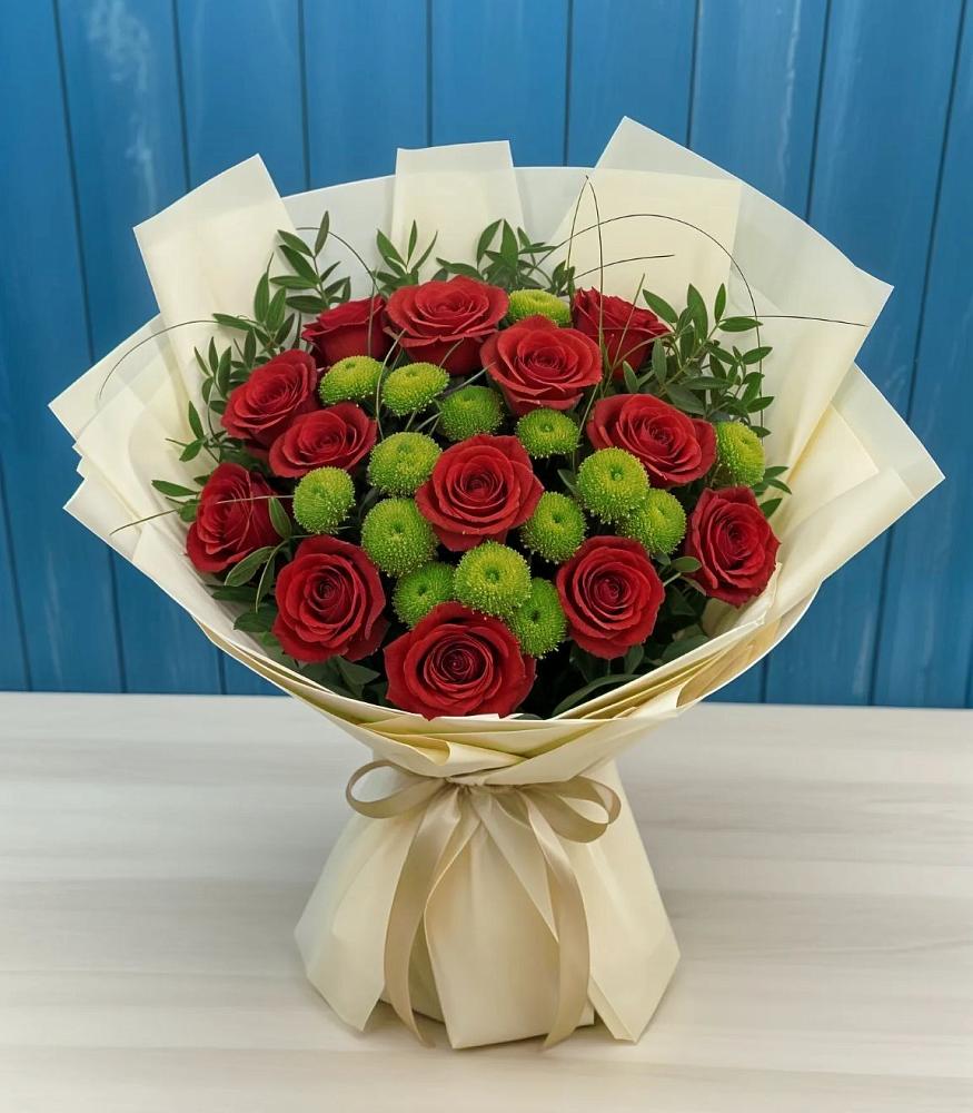 Букет цветов из: Розы и Хризантемы в Каменногорске