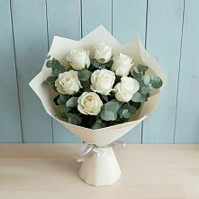 Букет Белые розы в Эвкалипте #REPLACE_PRED# Каменногорске